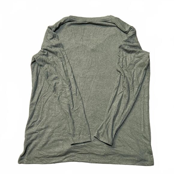 matty m heather sage long-sleeve V-neck tee - 1X - Picture 2 of 3